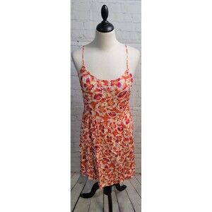 GAP Sleeveless Mini Dress Size 6 Floral Sundress Side Pocket Strappy Poppy Red